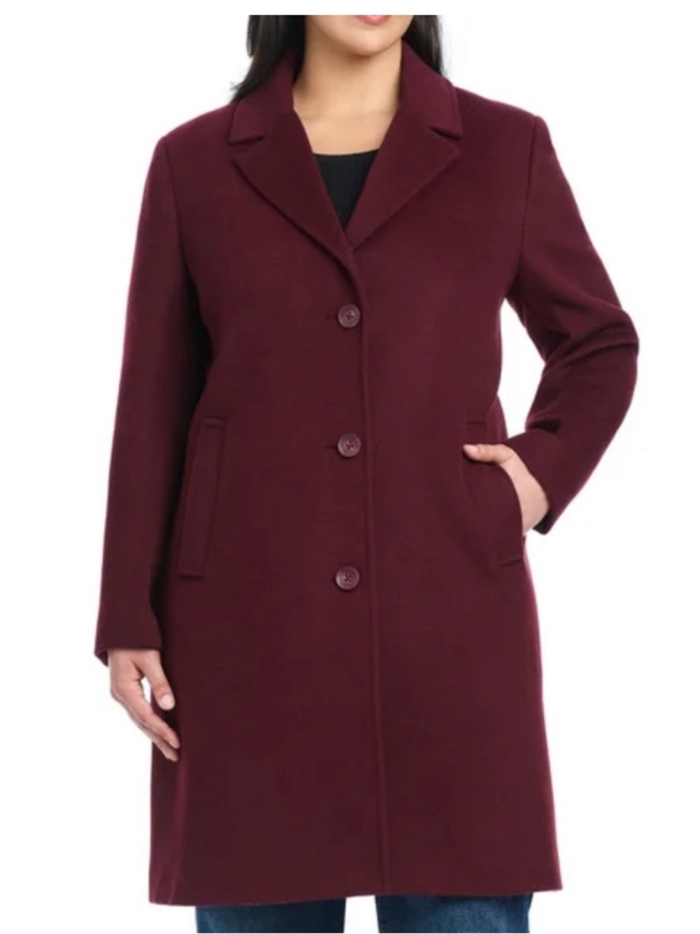Vince Camuto Women's Wool Blend Coat - Wine - Burgundy - Flaw
